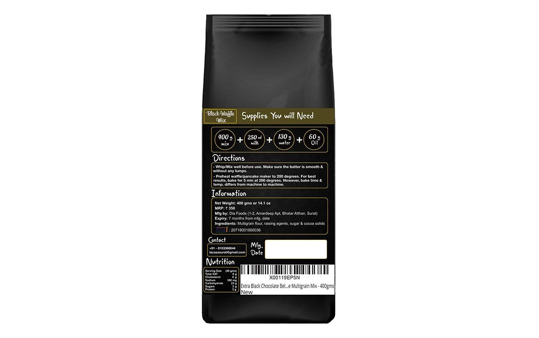 La Casa Black Chocolate Belgian Waffle Mix    Pack  400 grams